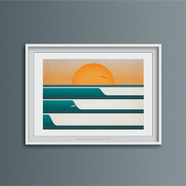 Sunset Surf Landscape Art Print